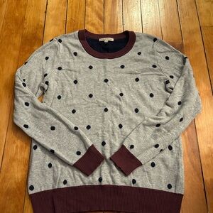 41 Hawthorn Gray and Burgundy Polka Dot Crewneck Sweater